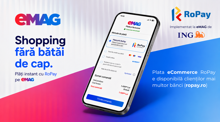 FOTO eMAG și ING Bank lansează plata comenzilor online prin intermediul RoPay. Cum se face plata