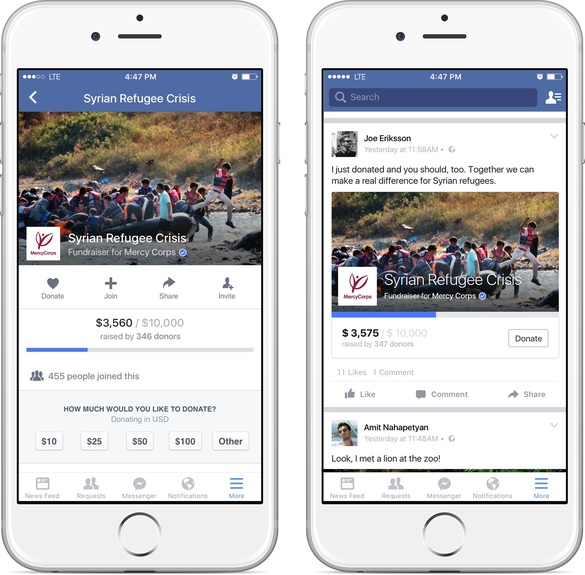 Facebook testează o nouă opțiune pentru campaniile de strângeri de fonduri 
