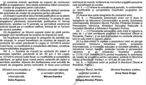 DOCUMENT Scutirea extinsă de impozit pe salariul programatorilor IT, din februarie. Au fost publicate condițiile