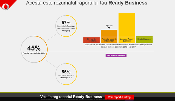 Vodafone: Gradul mediu de digitalizare a afacerilor, disponibil pe platforma Ready Business Score, a urcat la 44%