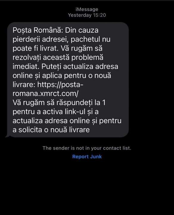 FOTO Poșta Română atrage atenția asupra unor noi metode de înșelăciune practicate de hackeri în numele companiei