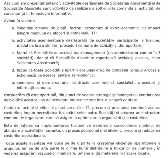 DOCUMENT Fuziune în cadrul grupului de firme AROBS