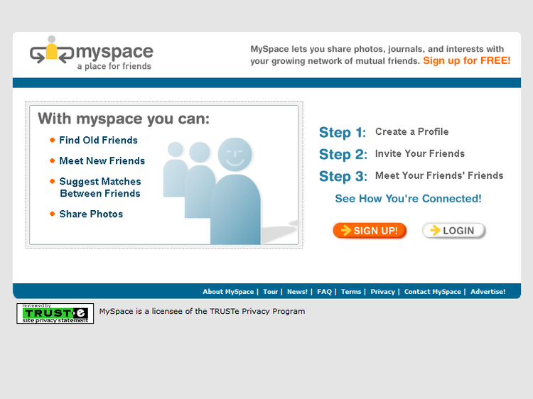 Myspace în 2003. Sursa foto: www.webdesignmuseum.org Myspace în 2003. Sursa foto: www.webdesignmuseum.org