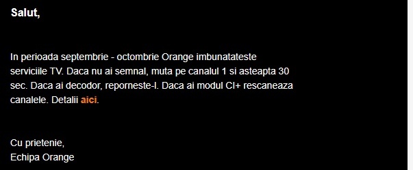 FOTO Orange anunță în România că îmbunătățește serviciile TV. Mesaj către clienți