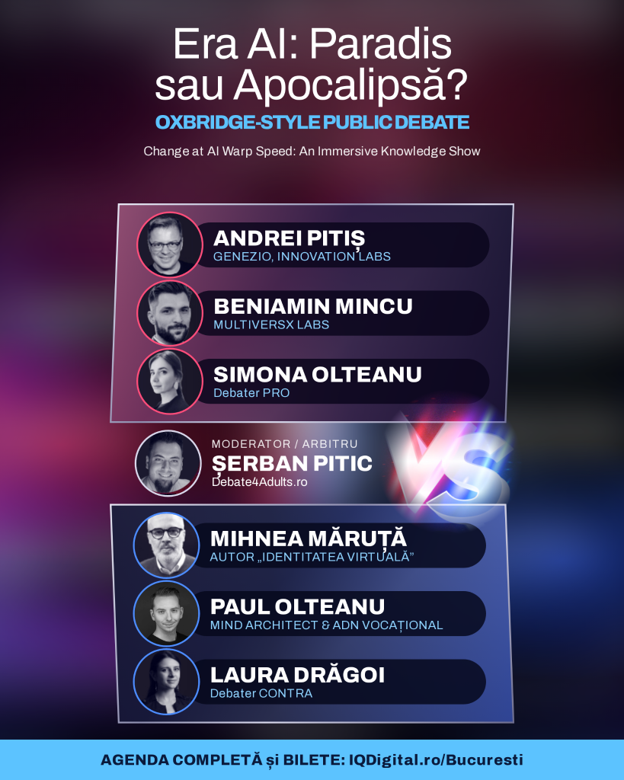 Tehnologia AI între utopie și distopie: Mo Gawdat și alți 20 de experți tech dezbat tema zilei la IQ Digital Summit Bucharest, pe 15 octombrie