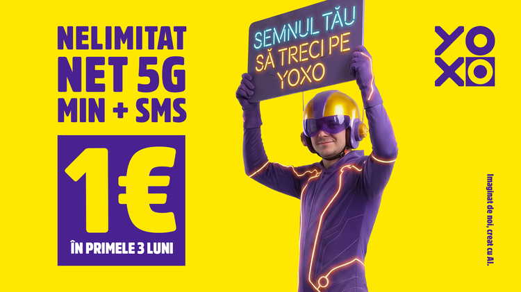 FOTO Ofertă de 1 euro pe lună, în primele 3 luni, cu internet 5G, minute și SMS-uri lansată de YOXO