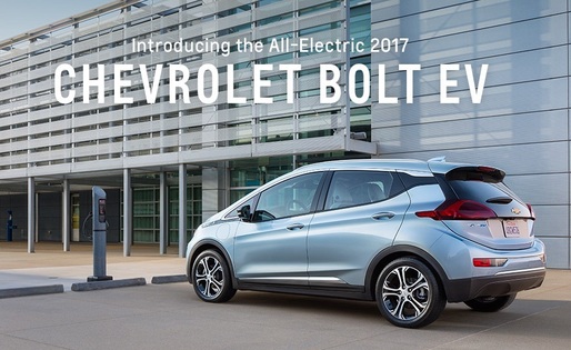 General Motors a fixat prețul de pornire al unei mașini electrice Chevrolet Bolt la circa 37.500 dolari