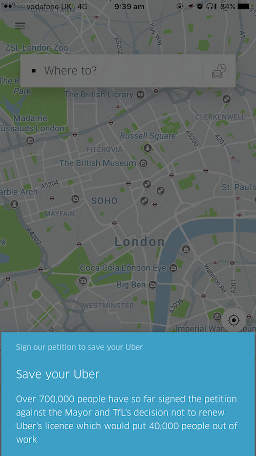 Peste 700.000 de londonezi au semnat petiția pentru susținerea Uber după ce compania americană și-a pierdut licența