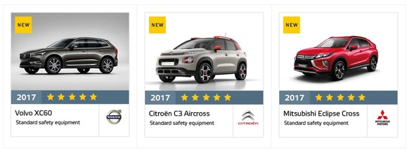 Noi teste EuroNCAP: 8 mașini de 5 stele pe piața europeană. Volvo XC60, cel mai sigur automobil din 2017