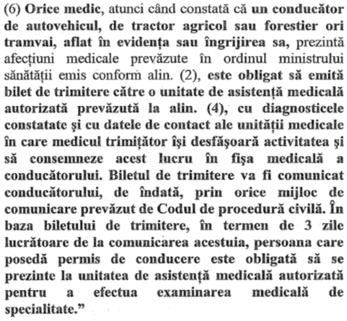 Noi condiții privind examinarea medicală a șoferilor, cu consecințe privind retragerea permisului de conducere