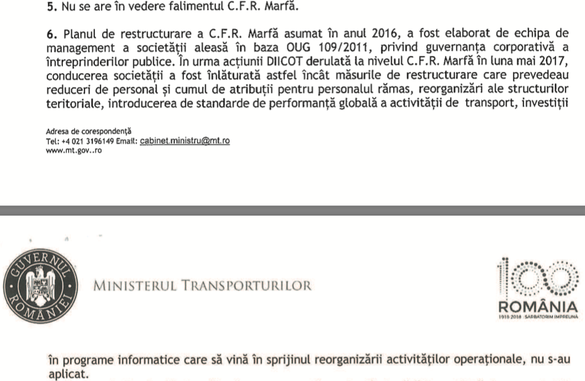 DOCUMENT Ministerul Transporturilor admite: Master Planul General are ca rezultat reducerea activității CFR Marfă. 65% din mărfuri sunt transportate pe linii care pierd finanțarea de la buget