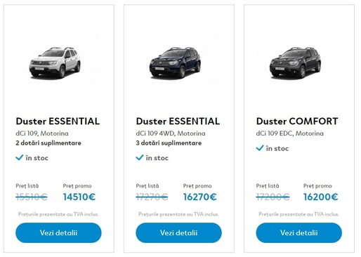 Dacia își deschide magazin online pentru o amplă lichidare de stocuri. Reduceri de circa 1.000 de euro pentru motoarele 1.5 dCi