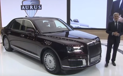 Marca rusească de automobile de lux Aurus a lansat versiunea de serie a limuzinei prezidențiale a lui Putin și anunță că va concura Bentley și Rolls Royce