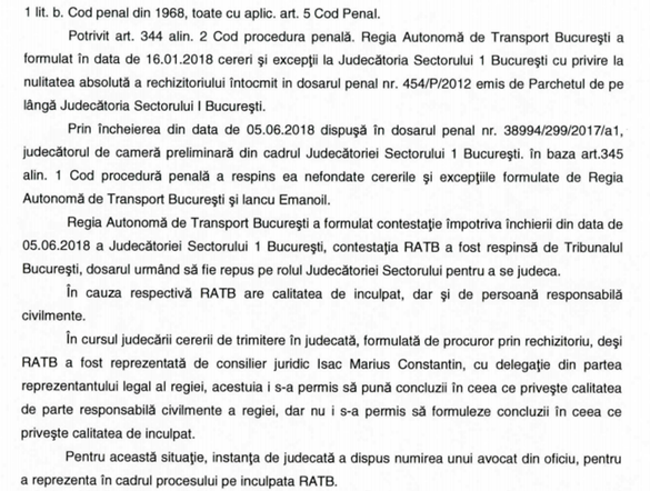 DOCUMENT RATB este judecată pentru uciderea din culpă a unui angajat. O eventuală condamnare poate duce până la suspendarea activității Regiei