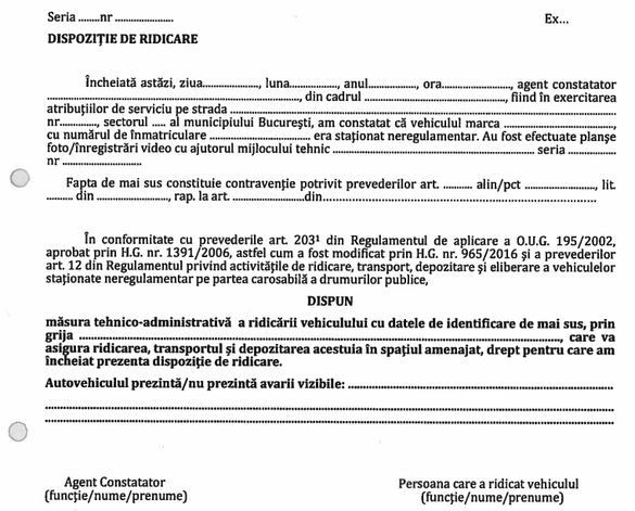 DOCUMENT Firea vrea să ridice mașinile staționate neregulamentar pe străzile principale din Capitală. Cât va costa recuperarea vehiculelor