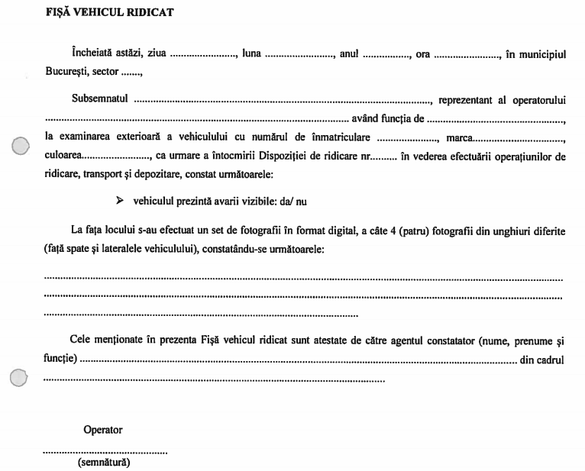 DOCUMENT Firea vrea să ridice mașinile staționate neregulamentar pe străzile principale din Capitală. Cât va costa recuperarea vehiculelor