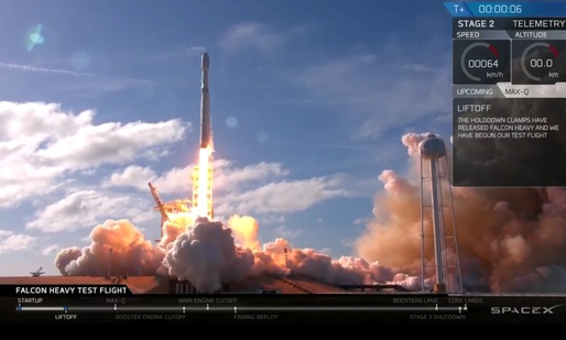 VIDEO Primul zbor comercial al rachetei Falcon Heavy, dezvoltată de SpaceX, realizat cu succes