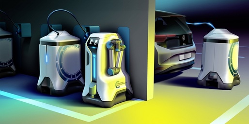 Volkswagen prezintă robotul pentru încărcarea automată a mașinii, destinat parcărilor publice