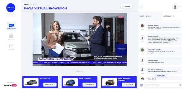 FOTO Dacia și-a deschis showroom virtual, cu sesiuni live, pentru noile modele Sandero și Logan