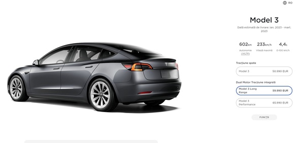 FOTO Tesla Model 3 Long Range nu mai poate fi comandat