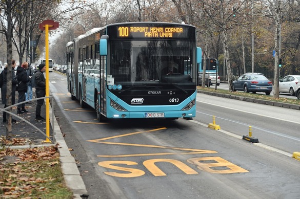 FOTO Anunț cu o promisiune - Culoarele unice pentru transportul public din Nordul Capitalei au fost finalizate, doar 3 minute o călătorie cu autobuzul de la Piața Presei până la Arcul de Triumf