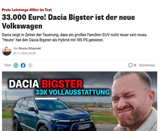 Austriecii au concluzia: Dacia Bigster este noul Volkswagen! VIDEO