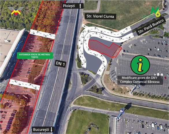 ANUNȚ Schimbare de acces la mall-ul Băneasa Shopping City generată de lucrările la metrou
