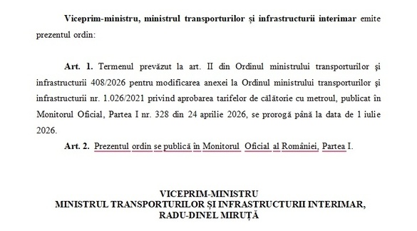 ULTIMA ORĂ Scumpirea de la metrou, posibil amânată. Noul ministru cere prorogarea.