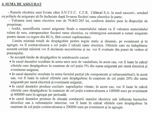 DOCUMENT CFR Călători a anulat licitația pentru asigurarea trenurilor și personalului care le deservește