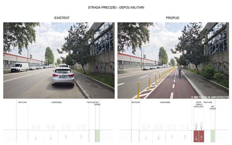 FOTO Noi piste de biciclete în București. Cum vor arăta viitoarele piste de biciclete pe Strada Preciziei