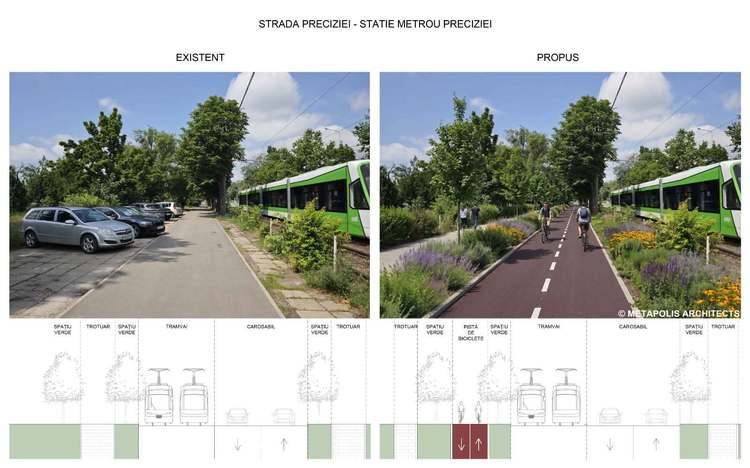 FOTO Noi piste de biciclete în București. Cum vor arăta viitoarele piste de biciclete pe Strada Preciziei
