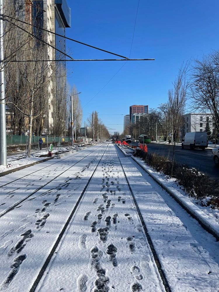 FOTO Linie importantă de tramvai din capitală, finalizată. În premieră a fost testată de tramvaie Tatra, ieșite la paradă