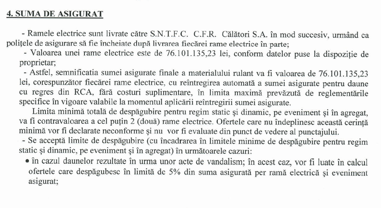 DOCUMENT Asirom VIG ofertează CFR Călători pentru asigurarea trenurilor și personalului care le deservește. Polițele depășesc 40 milioane lei