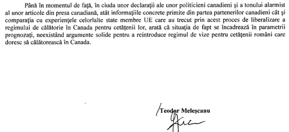 DOCUMENT MAE: Situația românilor care călătoresc în Canada - în parametrii normali, nu sunt argumente pentru reintroducerea vizelor. Autoritățile și presa din Canada reclamă însă probleme