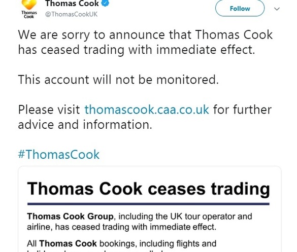 ULTIMA ORĂ Thomas Cook, cea mai veche companie de turism din lume, intră în faliment. Unii turiști - sechestrați în hotel
