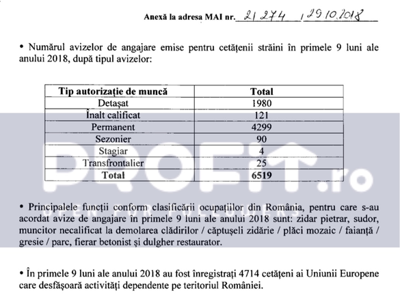 Date oficiale: Peste 6.500 de străini din afara UE au venit în România, majoritatea pentru meserii de zidar pietrar, sudor, muncitor necalificat, fierar betonist, dulgher