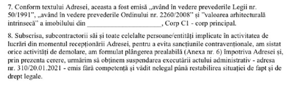 Extras din motivarea Hotărârii nr. 1843/2021 din 19.03.2021 a Tribunalului București din procesul privind suspendarea adresei de revocare a autorizației de demolare Extras din motivarea Hotărârii nr. 1843/2021 din 19.03.2021 a Tribunalului București din procesul privind suspendarea adresei de revocare a autorizației de demolare