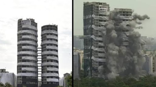 VIDEO Două clădiri-turn construite ilegal au fost demolate în India 