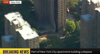 Bloc de locuințe prăbușit parțial la New York VIDEO