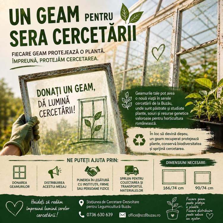 FOTO Apel inedit al Stațiunii Legumicole din Buzău pentru donații de geamuri vechi, în urma pagubelor produse de furtuni