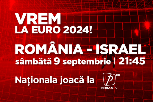 Euro 2024: Program special la Prima TV, Prima Sport și Prima News dedicat meciului România-Israel din 9 septembrie, de la 21:45