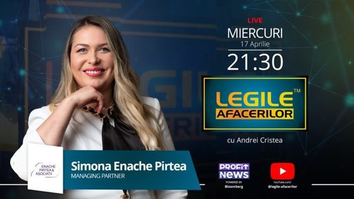 Simona Enache Pirtea, Managing Partner, introduce în această seară, ora 21:30 Live, pe Profit News TV, seria de 5 ediții speciale „Legile Afacerilor”