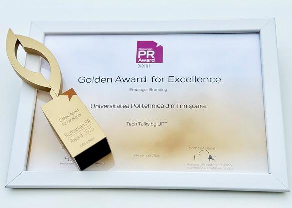 Tech Talks by UPT – Golden Award for Excellence la Romanian PR Award 2025