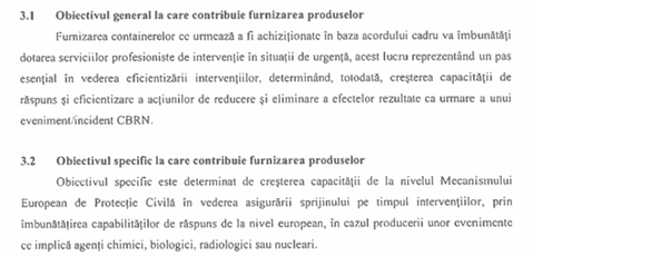DOCUMENT - IGSU a reluat o licitație pentru containere destinate activităților de decontaminare chimică, biologică și nucleară