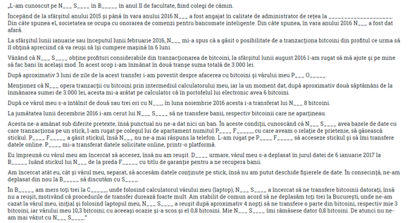 Declarație de martor, fragment din decizia Tribunalului Brașov de admitere a acordului de recunoaștere a vinovăției