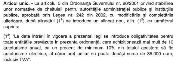 Tăriceanu propune ca toate instituțiile publice să cumpere cel puțin un automobil electric la fiecare 10 autoturisme achiziționate