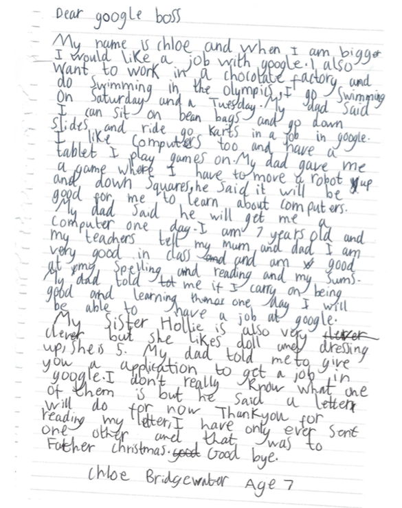 FOTO Sundar Pichai, CEO-ul Google, a răspuns unei scrisori ce i-a fost adresată de o fetiță în vârstă de șapte ani