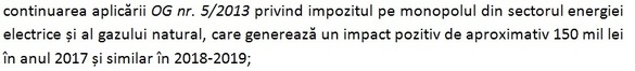DOCUMENT Guvernul nu iartă companiile din energie de impozitul pe monopol, ci îl va păstra până în 2020