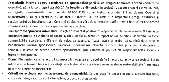 DOCUMENT Companiile de stat își vor elabora, până la sfârșitul acestui an, propria politică de sponsorizări