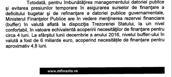 DOCUMENT Buffer-ul de la Trezorerie, considerat supradimensionat de ministrul Finanțelor, nu depășește nici cu o lună nivelul minim de asigurare